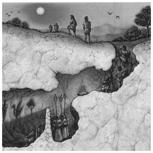 A depiction of Plato's Allegory of the cave, a featured image for a blog post by Felice Marketing about staying up to date on current events and making sure you are not left in the cave of ignorance.