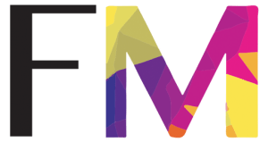 The Felice Marketing micro logo. That consists of the F and the M from Felice Marketing with the F being painted black and the M with many different colors on it.